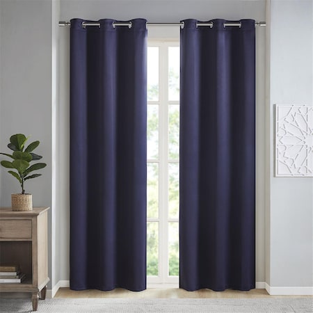 Navy 100 Percent Polyester Solid Thermal Panel - Set Of 2